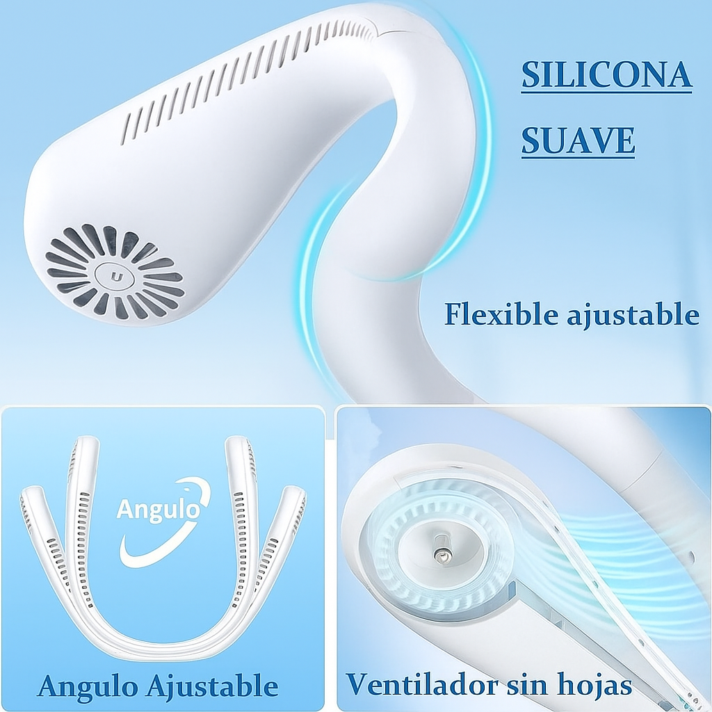 Ventilador de cuello portátil PortableFanMax, 3 velocidades
