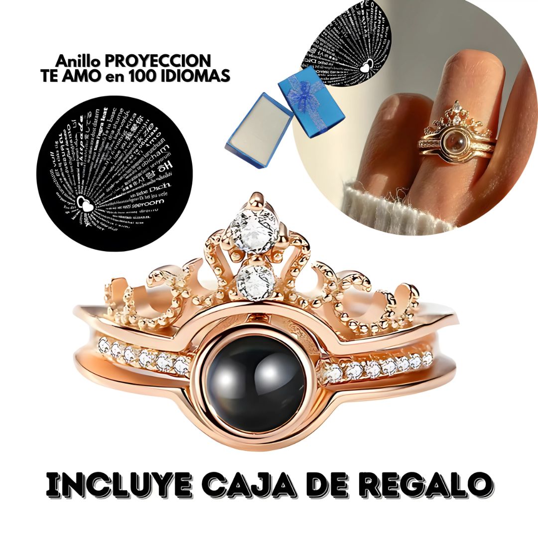 Anillo Te Amo 100 Idiomas + Caja de regalo